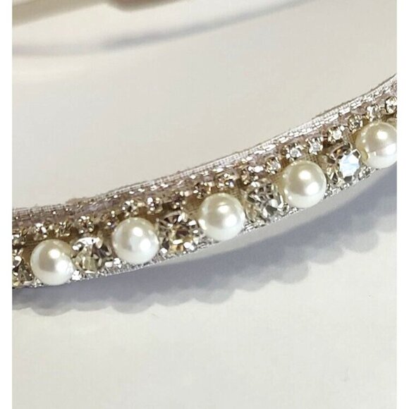Anthropologie Deepa Gurnani Headband Pearls Crystals Silver Bridal Stace… - Picture 2 of 12